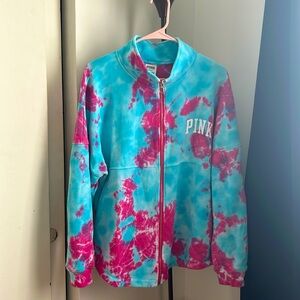 Pink long sleeve zip down shirt